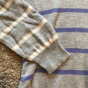 Motherhood Maternity Sweaters - Maternity Grey, White & Periwinkle Striped Sweater Motherhood Maternity Sweaters - Maternity Grey, White & Periwinkle Striped Sweater